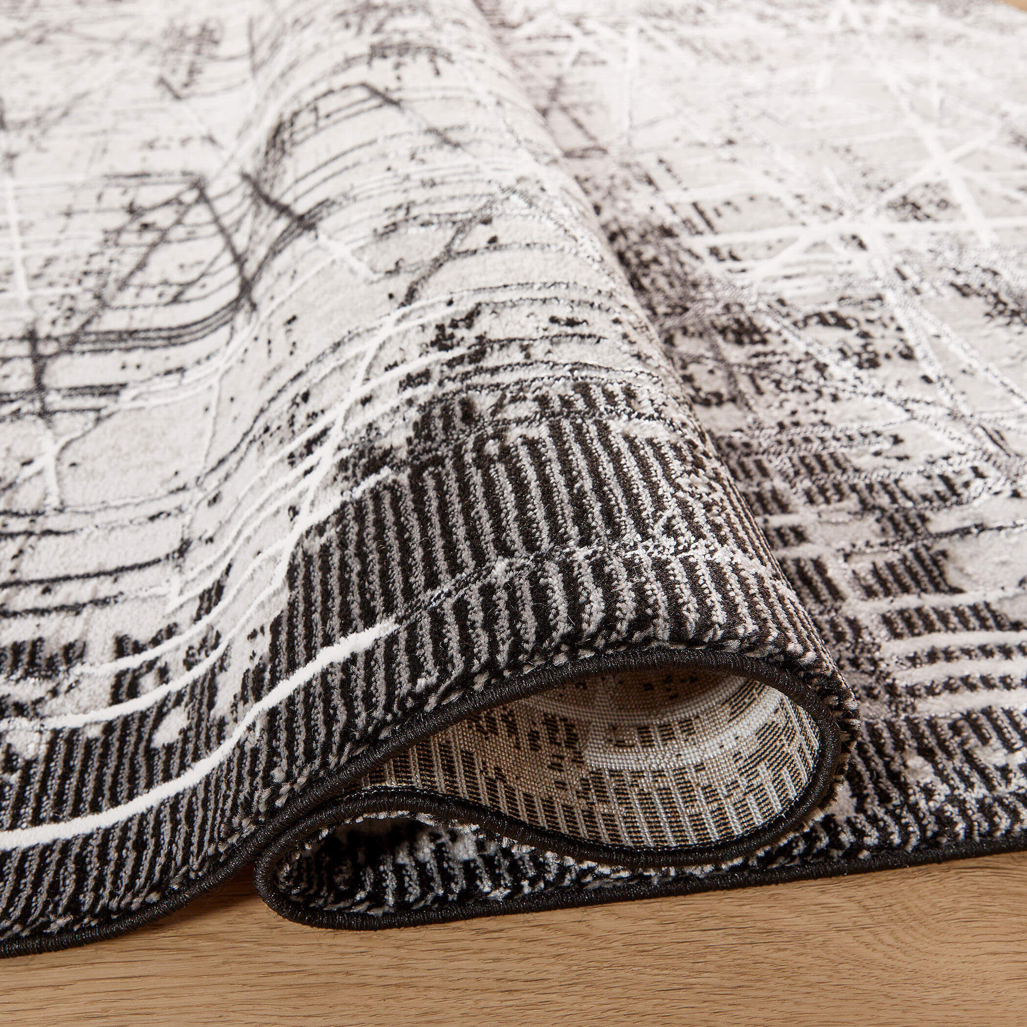 Sesia 114 X 79 inch Black/Grey Rug in 6 x 9
