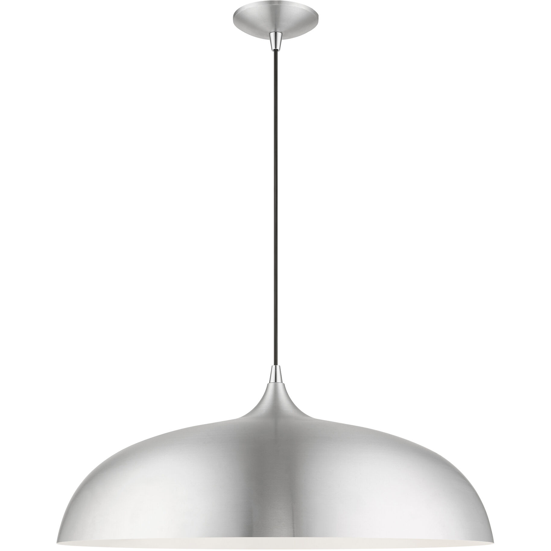 Livex Lighting 49234 66 Amador 3 Light 24 inch Brushed Aluminum with Polished Chrome Accents Pendant Ceiling Light Large