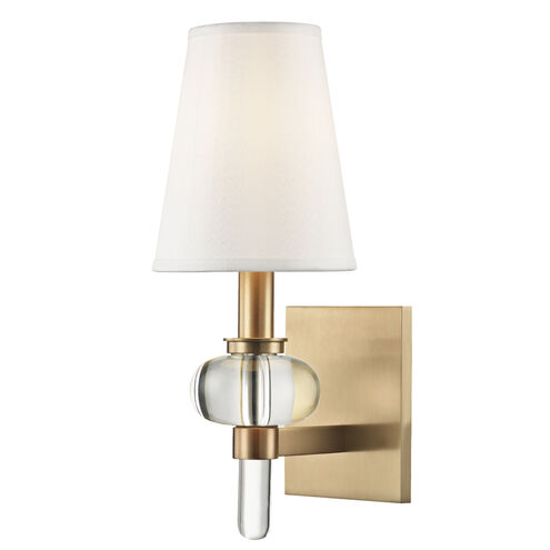 Luna 1 Light 5.5 inch Aged Brass Wall Sconce Wall Light, Crystal Spheroid