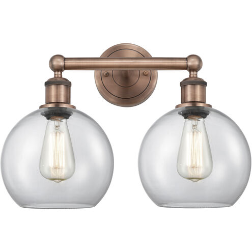 Athens 2 Light 17 inch Antique Copper Bath Vanity Light Wall Light in Clear