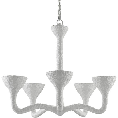 Snowdonia 5 Light 28 inch White Papier Mache/Painted Gesso White Chandelier Ceiling Light