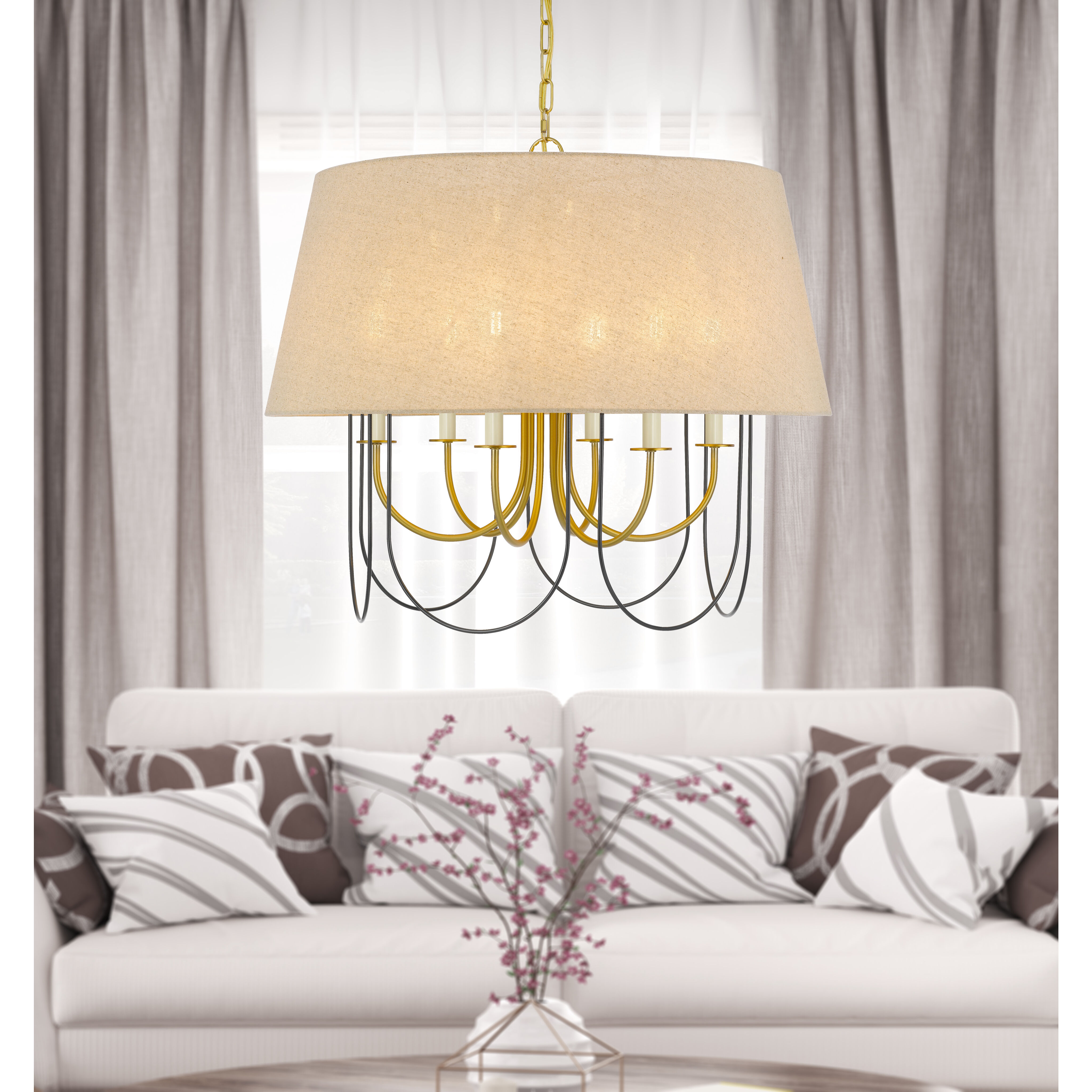 Eupora 6 Light 28 inch Antique Brass and Black Chandelier Ceiling Light