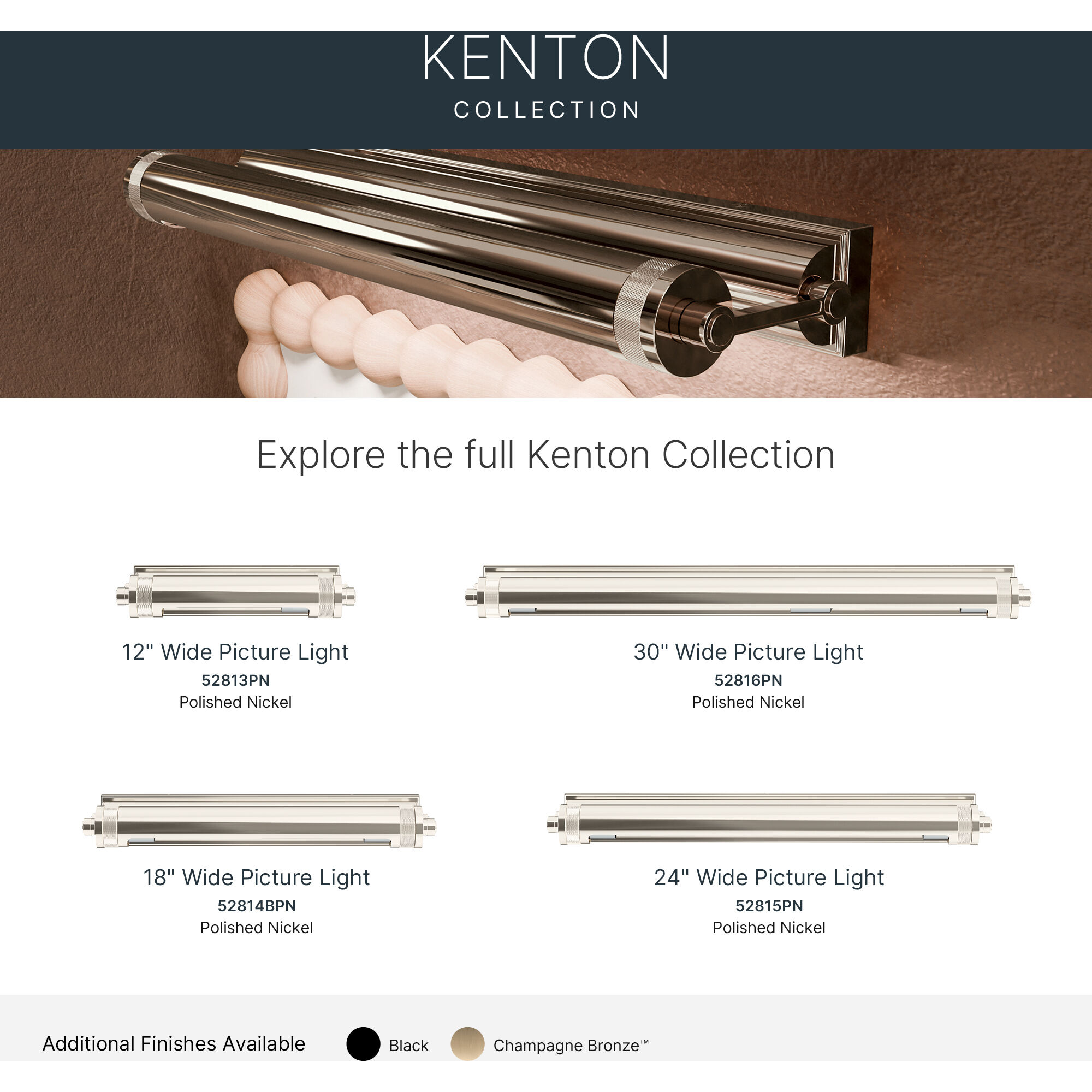 Kenton 13 watt 12 inch Polished Nickel Picture Light Wall Light