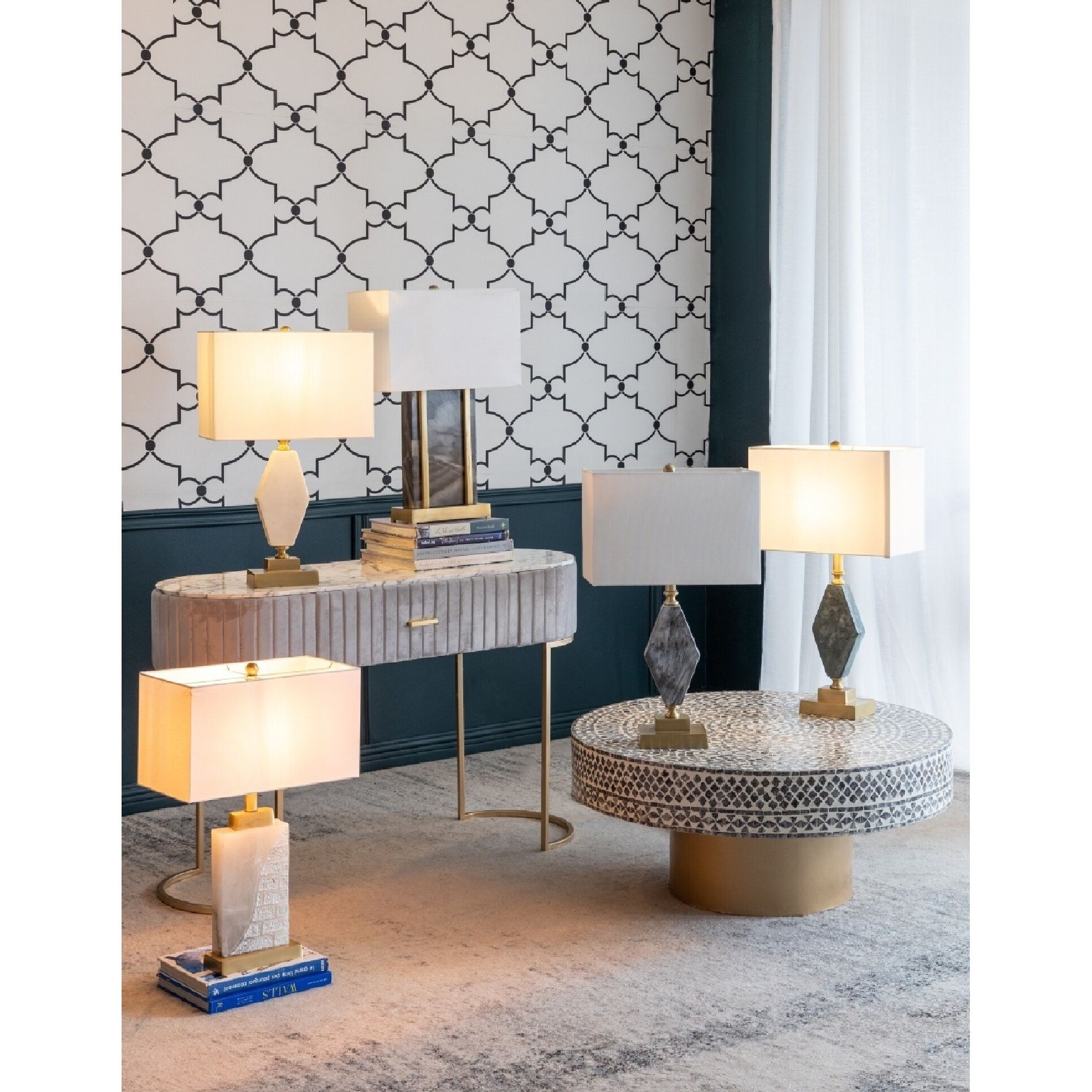 Anita 25.5 inch 40.00 watt Gold/Black/White Table Lamp Portable Light