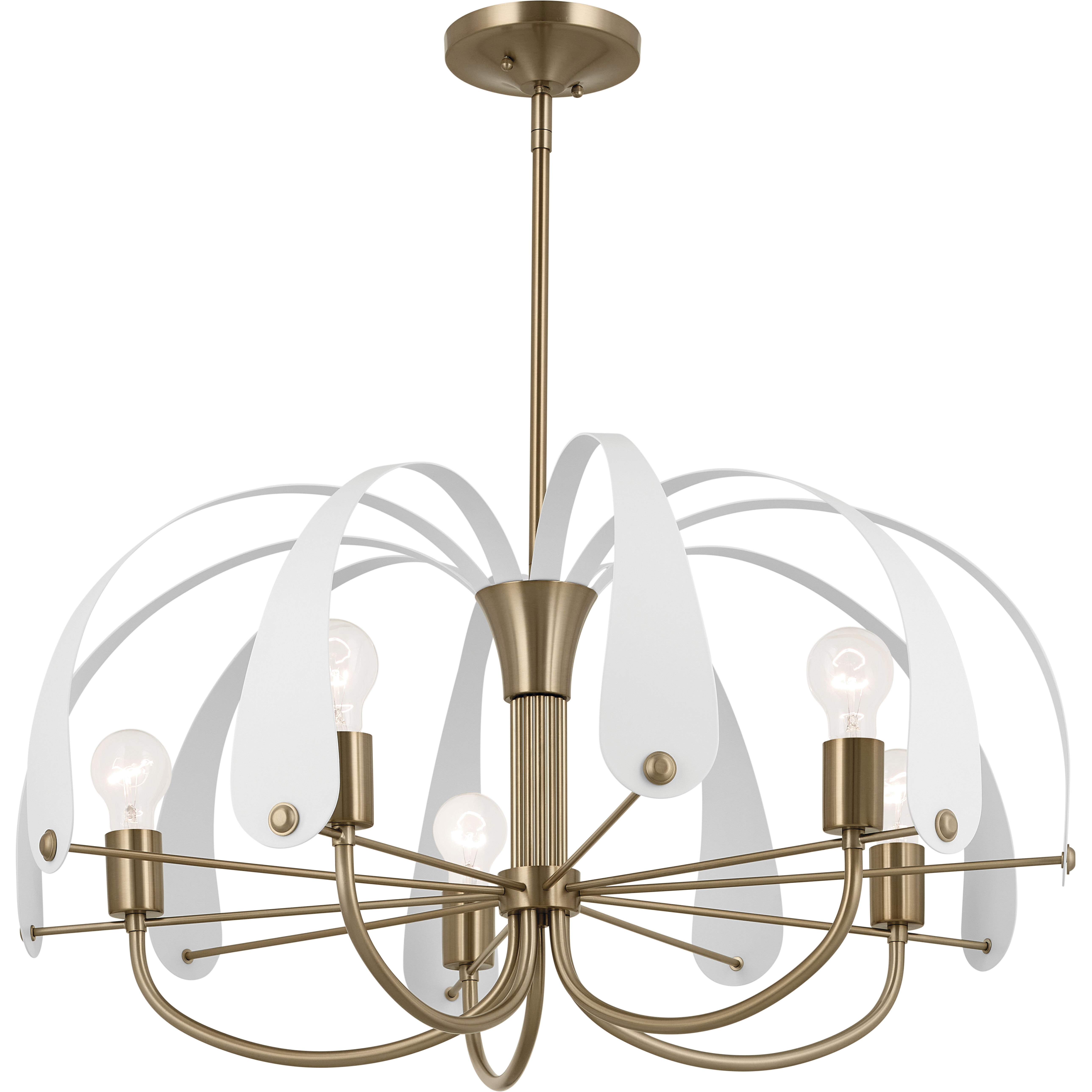 Petal LED 31 inch Champange White Chandelier Ceiling Light