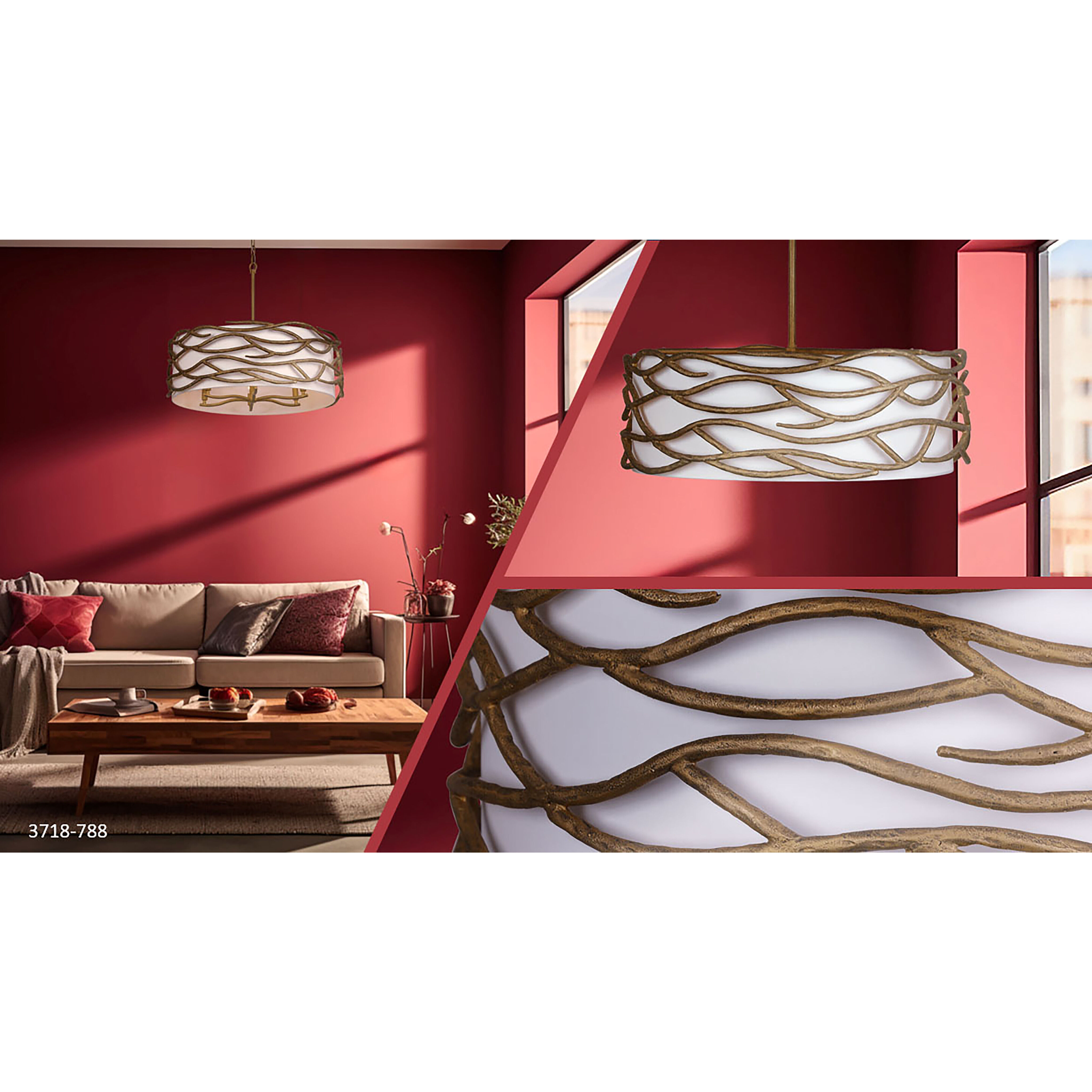 Branch Reality 6 Light 28 inch Textured Ashen Gold Pendant Ceiling Light