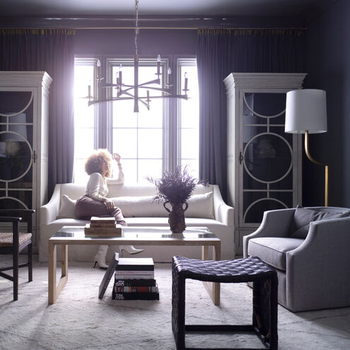 Dover 19.75 inch Natural Rattan / Black Leather Ottomans Stool