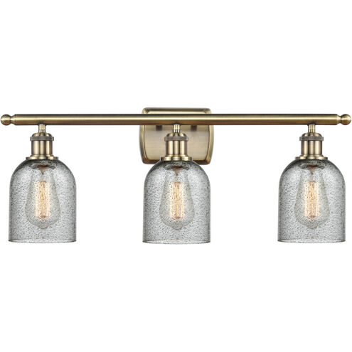Ballston Caledonia 3 Light 26 inch Antique Brass Bath Vanity Light Wall Light in Incandescent, Charcoal Glass, Ballston