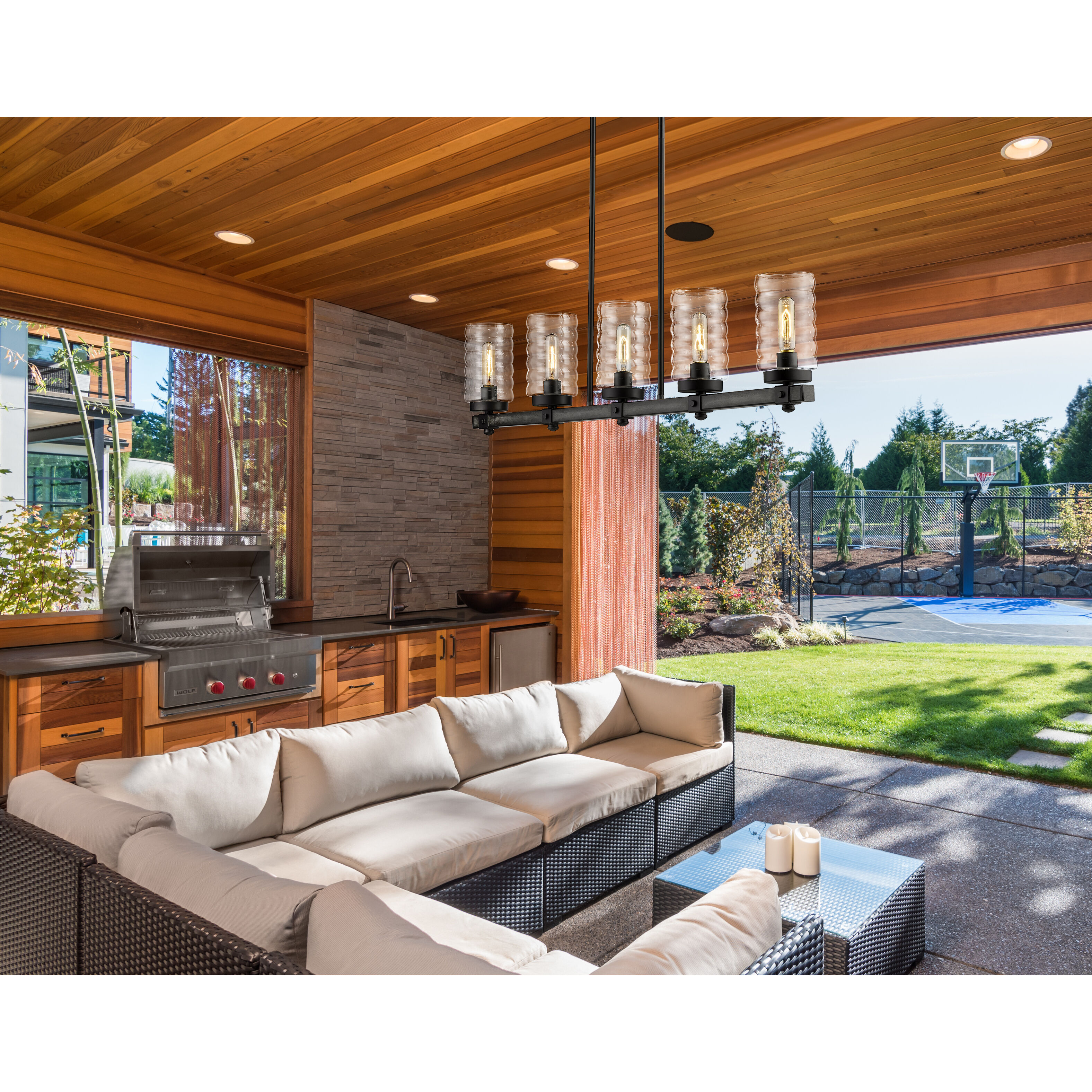 Z Lite Tahoe Ashen Barnboard 5 Light Outdoor Linear 588 5L ABB