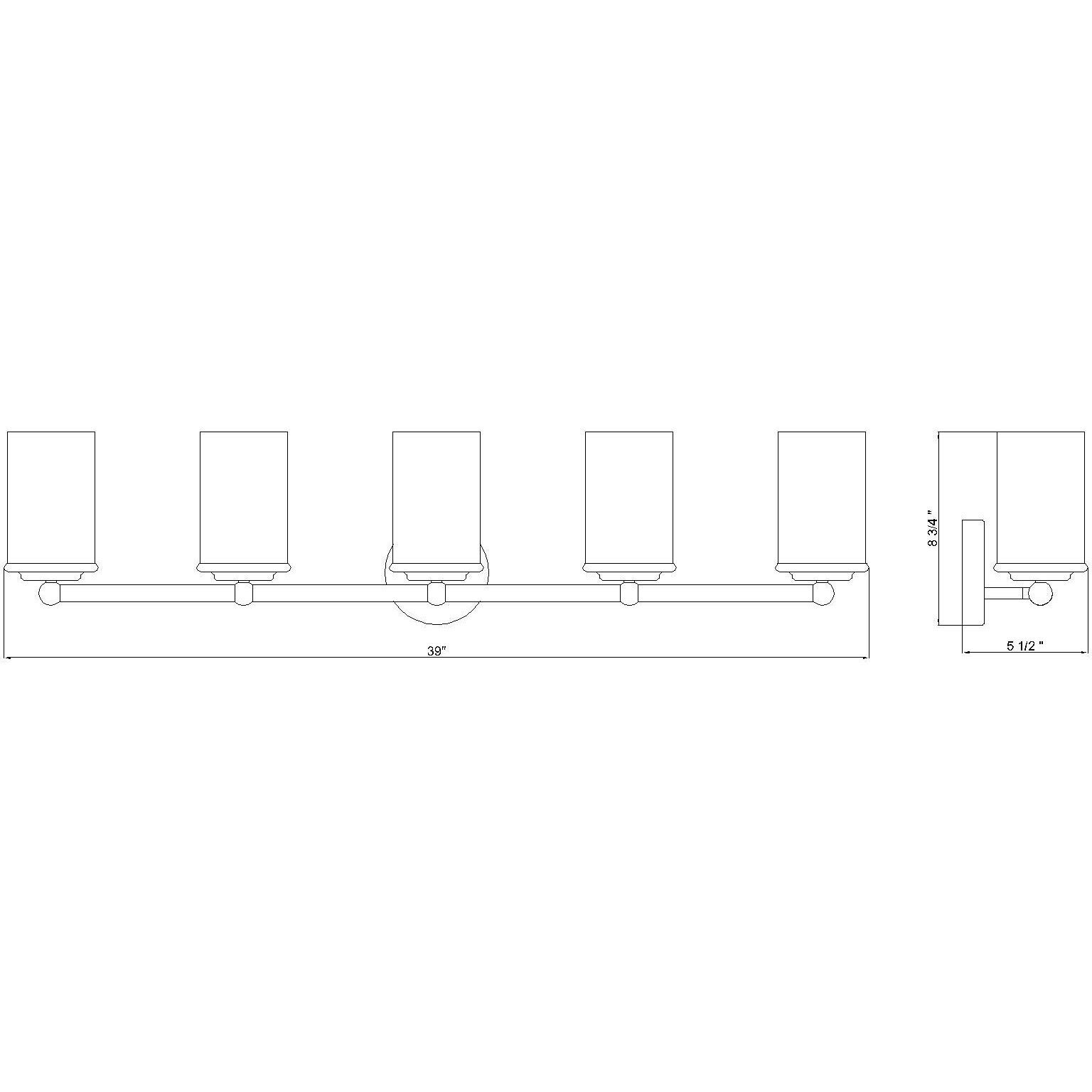 Thayer 5 Light 39 inch Matte Black Vanity Wall Light