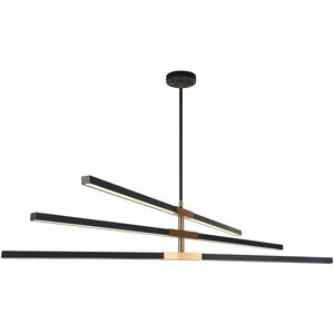 Matteo Lighting Lineare LED 1 inch Matte Black and Aged Gold Brass Pendant Ceiling Light C64769MBAG - Open Box