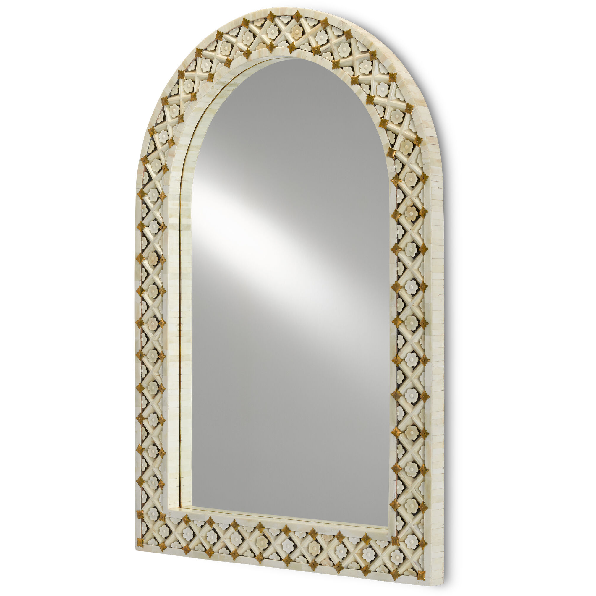 Ellaria 48.25 X 32.75 inch Natural Bone/Brass/Mirror Wall Mirror