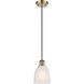 Ballston Brookfield LED 6 inch Antique Brass Mini Pendant Ceiling Light in Matte White Glass, Ballston