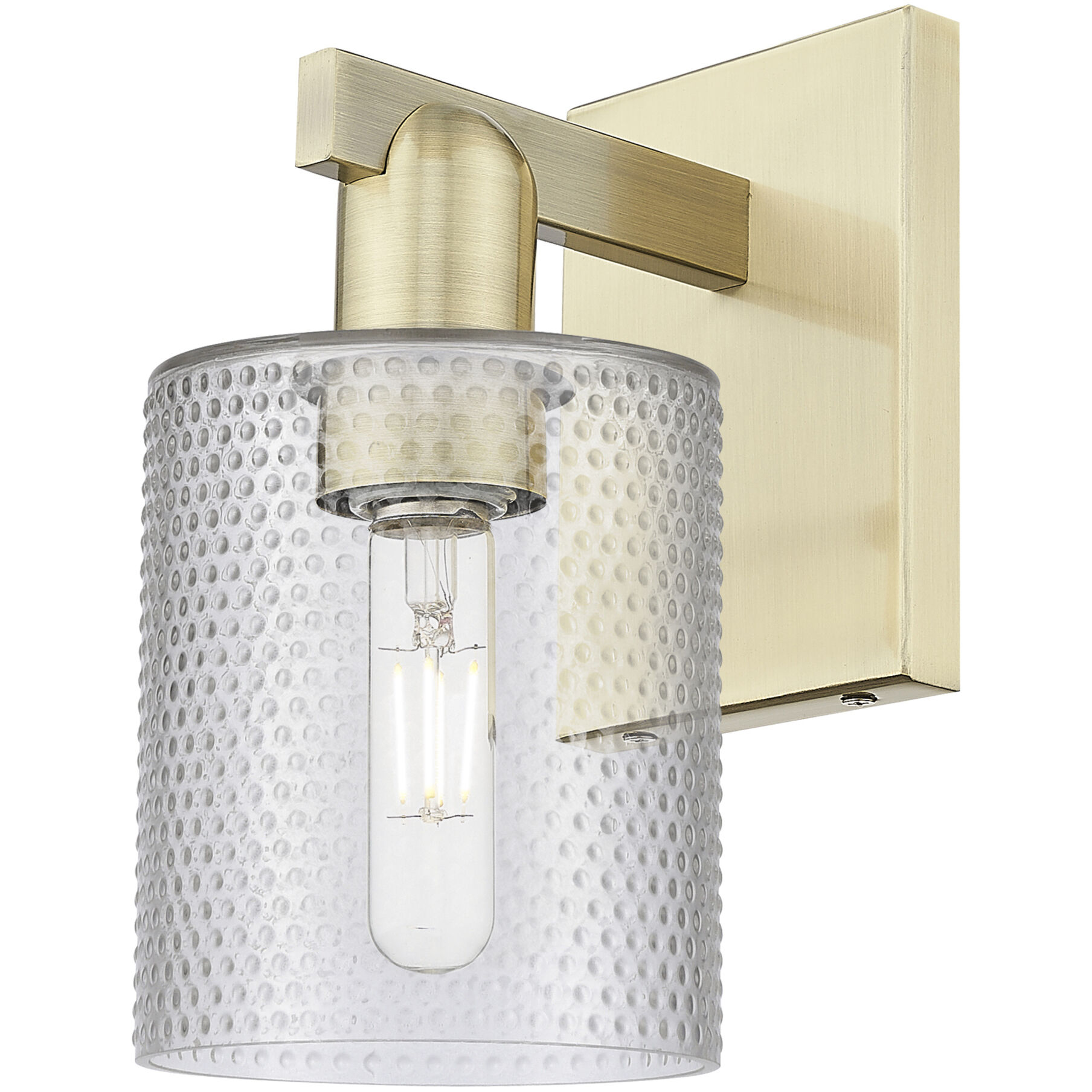 Arcadia Cobbleskill Armed Sconce Wall Light in Antique Brass, Clear