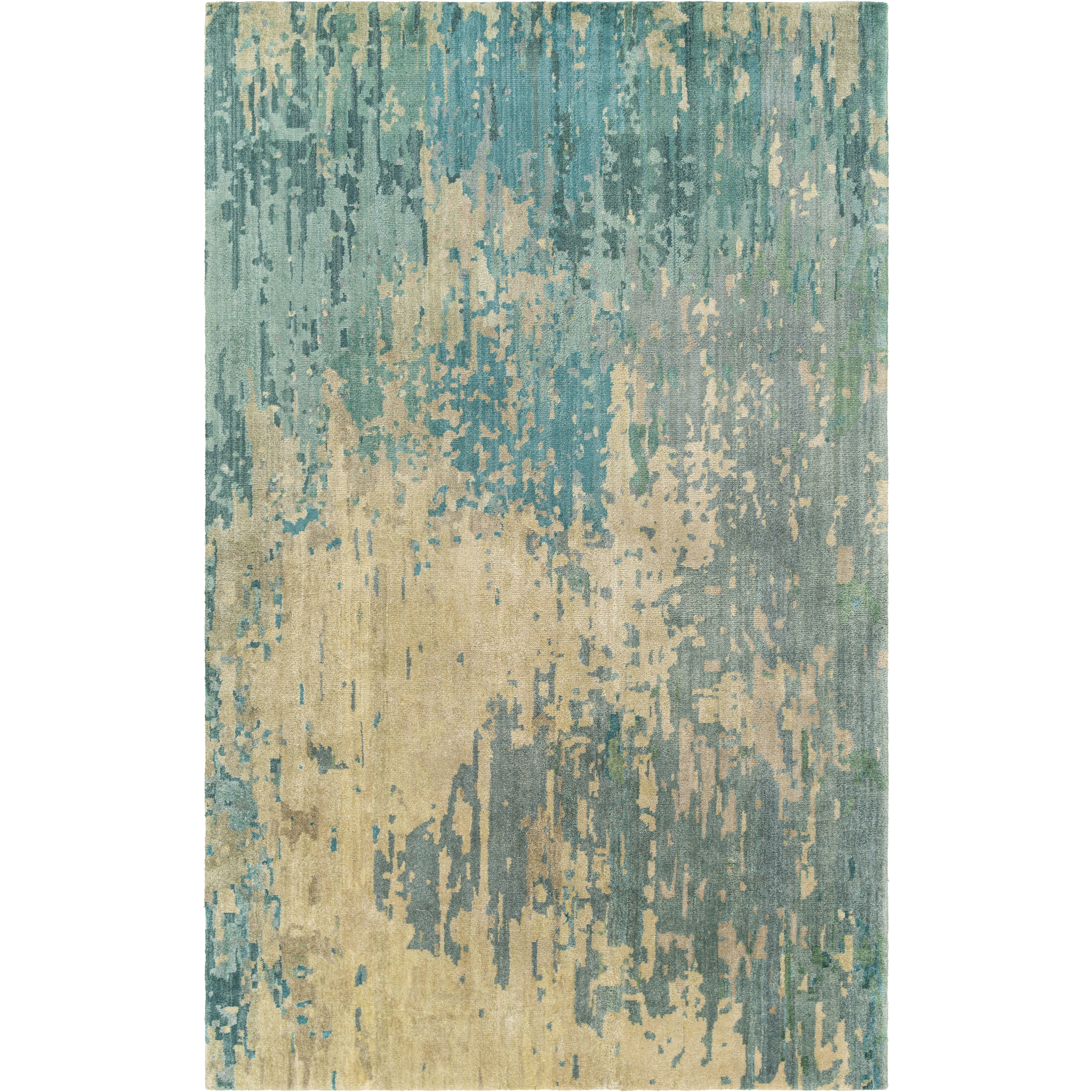 Watercolor 36 X 24 inch Teal Rug in 2 x 3, Rectangle