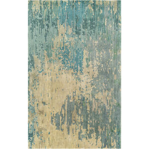 Watercolor 96 X 60 inch Teal Rug in 5 x 8, Rectangle