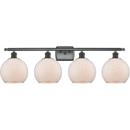 Ballston Farmhouse Chicken Wire 4 Light 36 inch Matte Black Bath Vanity Light Wall Light, Ballston