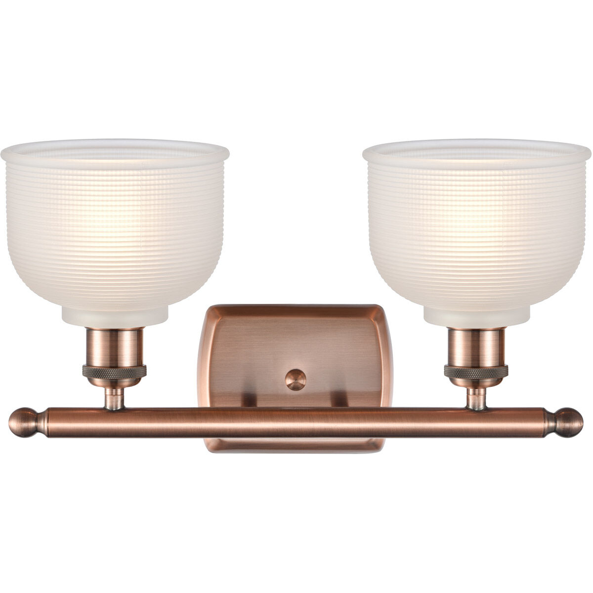 Ballston Dayton LED 16 inch Antique Copper Bath Vanity Light Wall Light in White Glass, Ballston