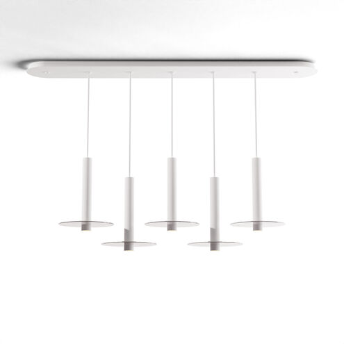 Combi LED 49 inch Matte White Pendant Ceiling Light in Clear Glass, Suspension / Flush Mount 2-in-1