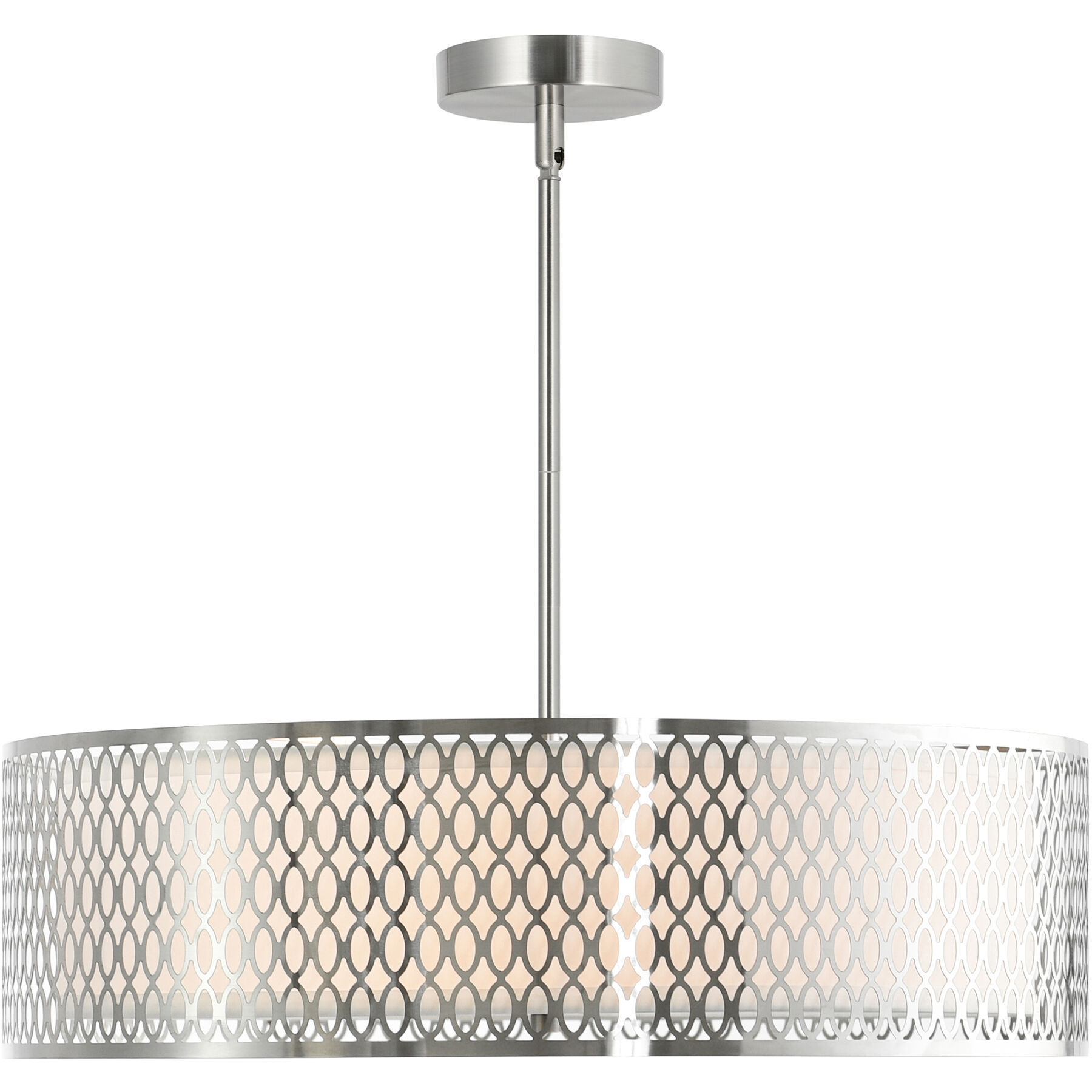 Mikayla 5 Light 22 inch Satin Nickel Drum Shade Chandelier Ceiling Light