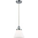 Ballston Large Cone LED 8 inch Polished Chrome Mini Pendant Ceiling Light in Matte White Glass, Ballston