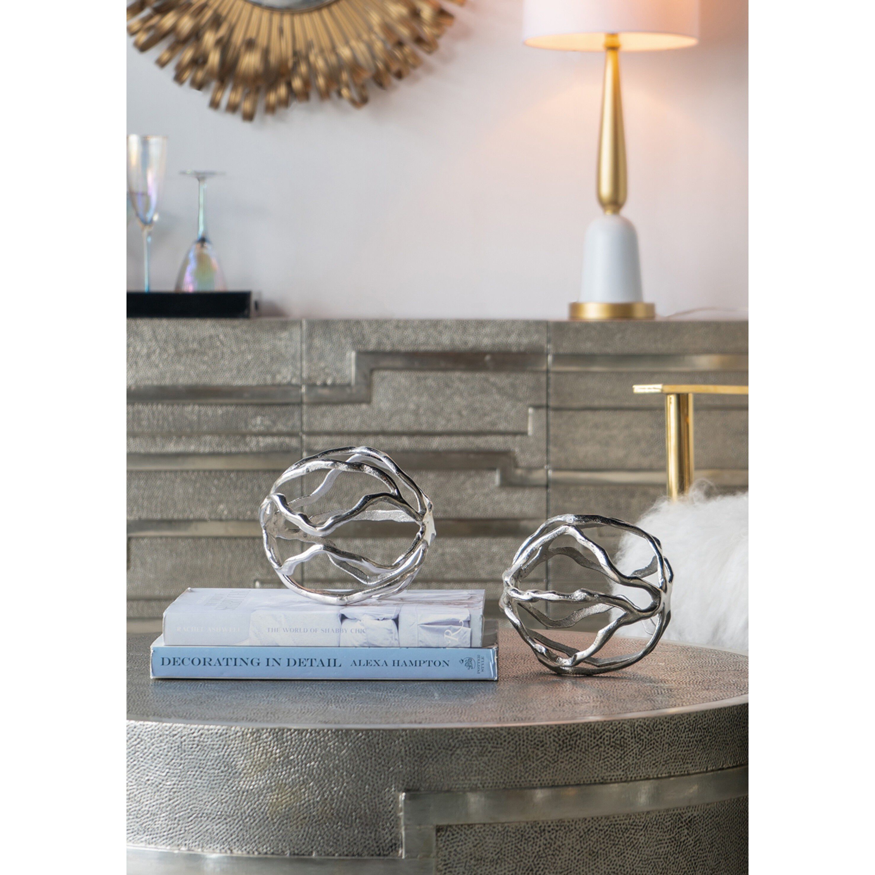 Wave Sphere Silver Accent Decor