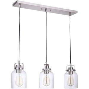 Foxwood 3 Light 25 inch Brushed Polished Nickel Linear Pendant Ceiling Light