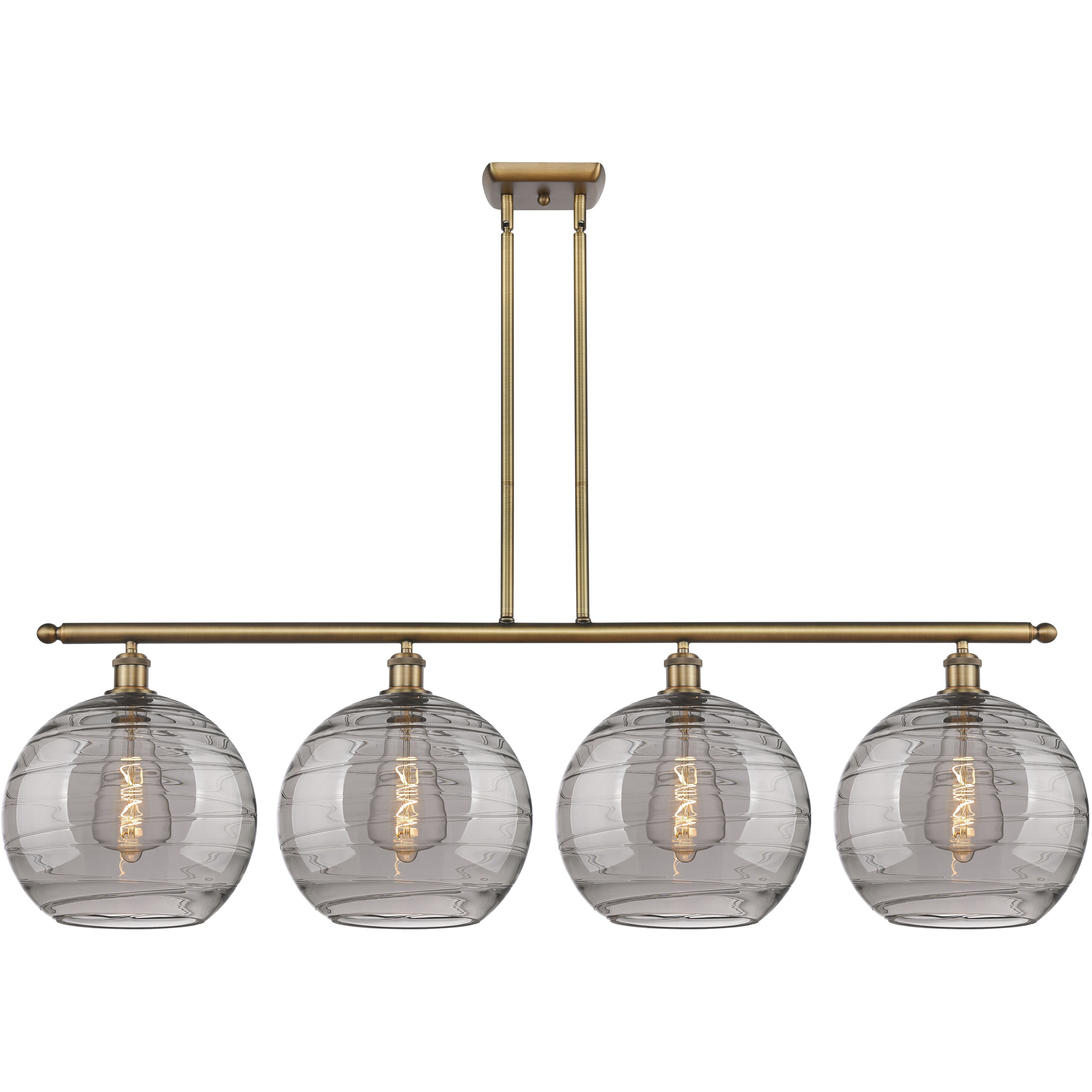 Ballston Athens Deco Swirl 4 Light 50.25 inch Brushed Brass Stem Hung Island Light Ceiling Light