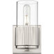 Bolivar 1 Light 4 inch Satin Nickel Sconce Wall Light in Clear Glass