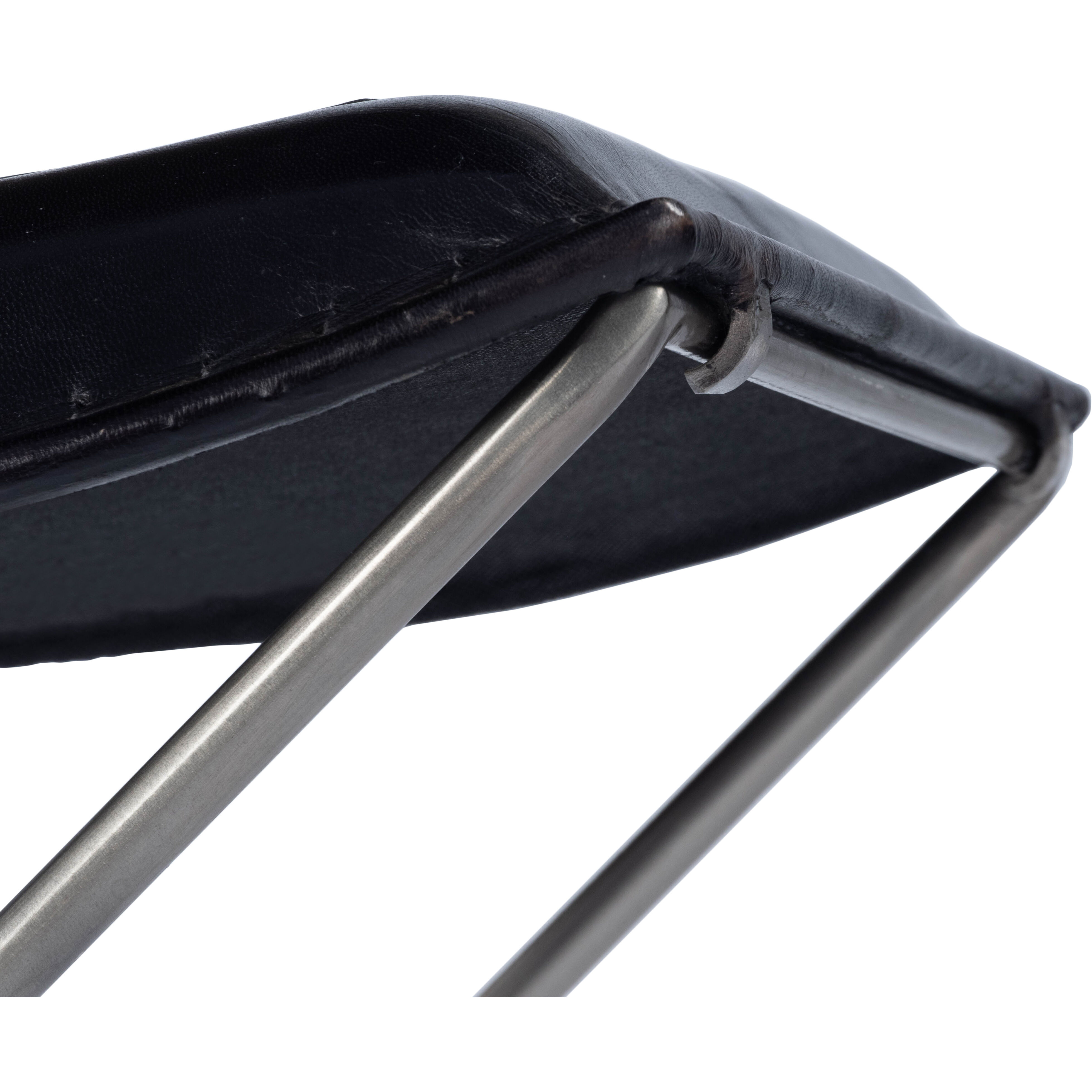 Melton Black Leather Ottoman or Stool