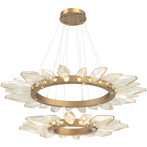 Rock Crystal LED Novel Brass Chandelier Ceiling Light, Radial Ring Two Tier