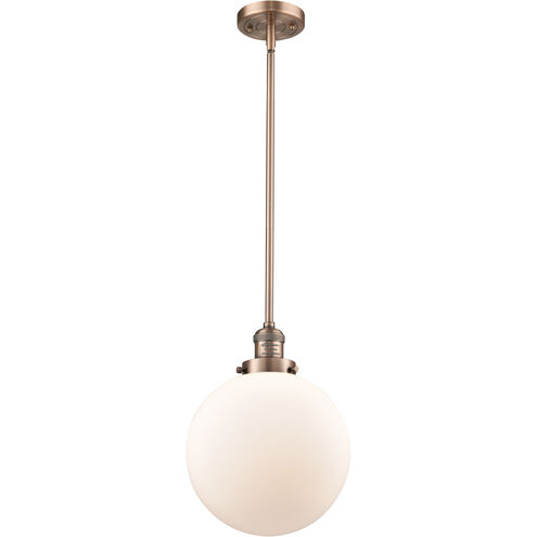 Franklin Restoration Beacon 1 Light 10 inch Antique Copper Mini Pendant Ceiling Light in Incandescent, Matte White, Franklin Restoration