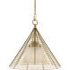 Nadir 1 Light 16 inch Antique Brass/Frosted Glass Pendant Ceiling Light