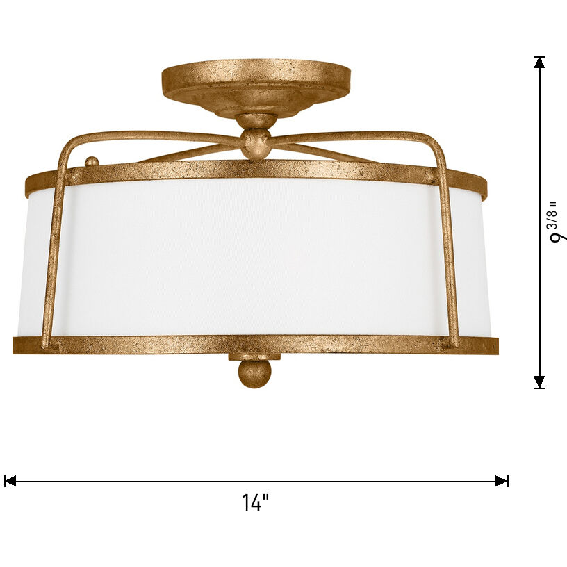 C&M by Chapman & Myers Stonington 2 Light 14 inch Antique Gild Semi-Flush Mount Ceiling Light