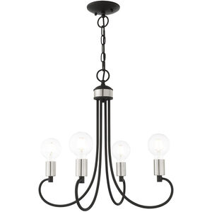 Bari 4 Light 20 inch Black with Brushed Nickel Accents Chandelier Ceiling Light