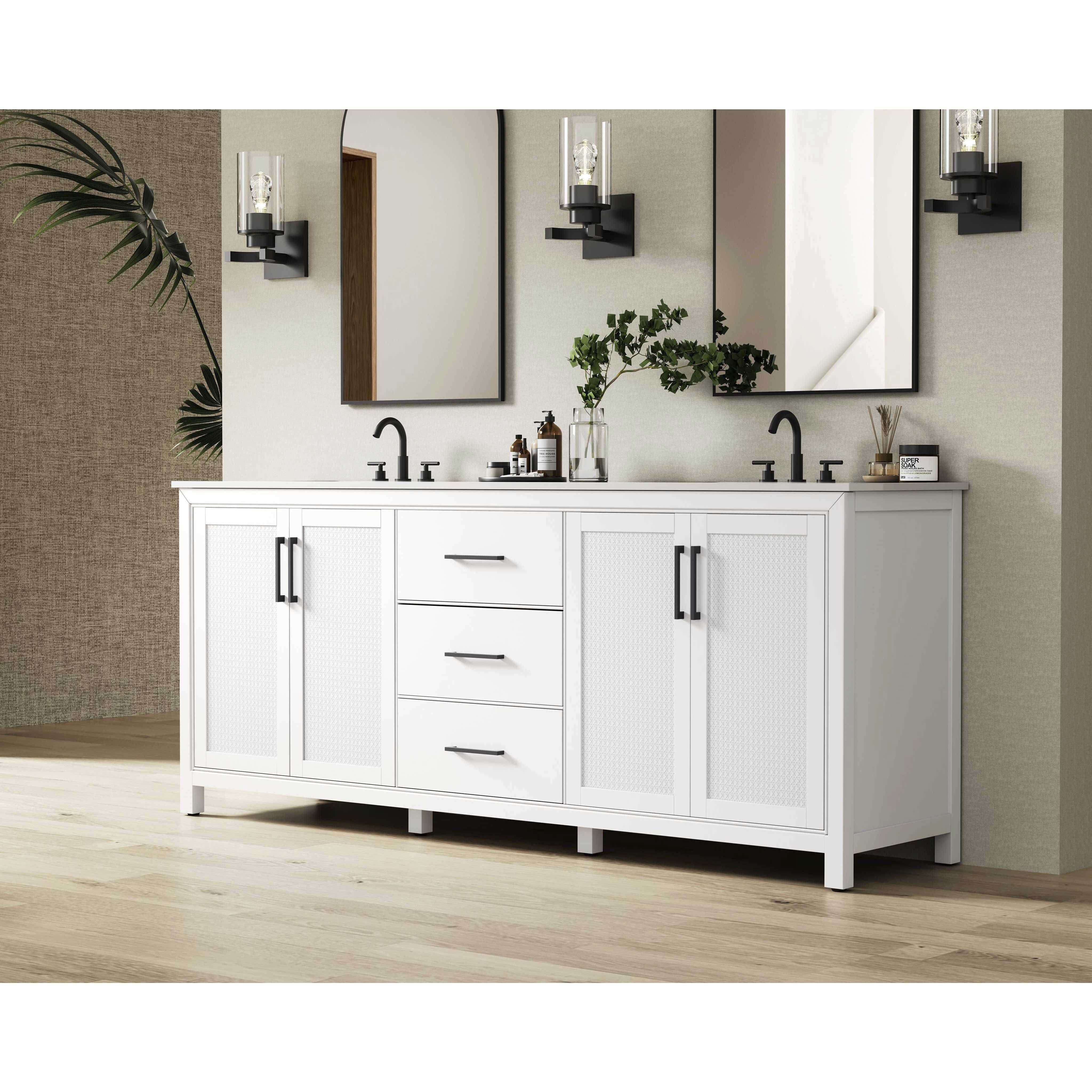 Alina 84 X 34 inch White Bathroom Vanity Cabinet