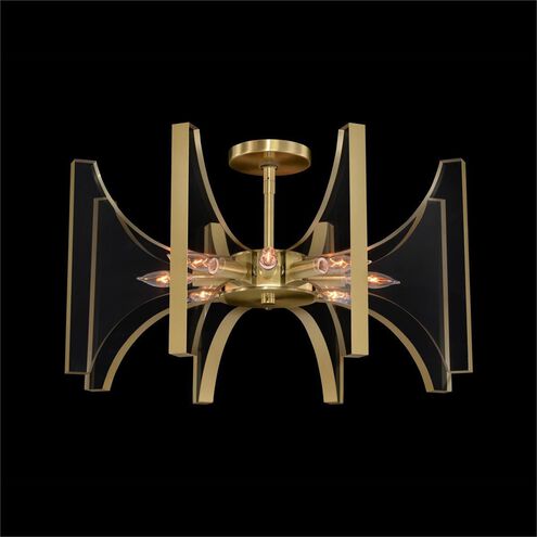 Genesis 8 Light Antique Brass Semi-Flush Mount Ceiling Light