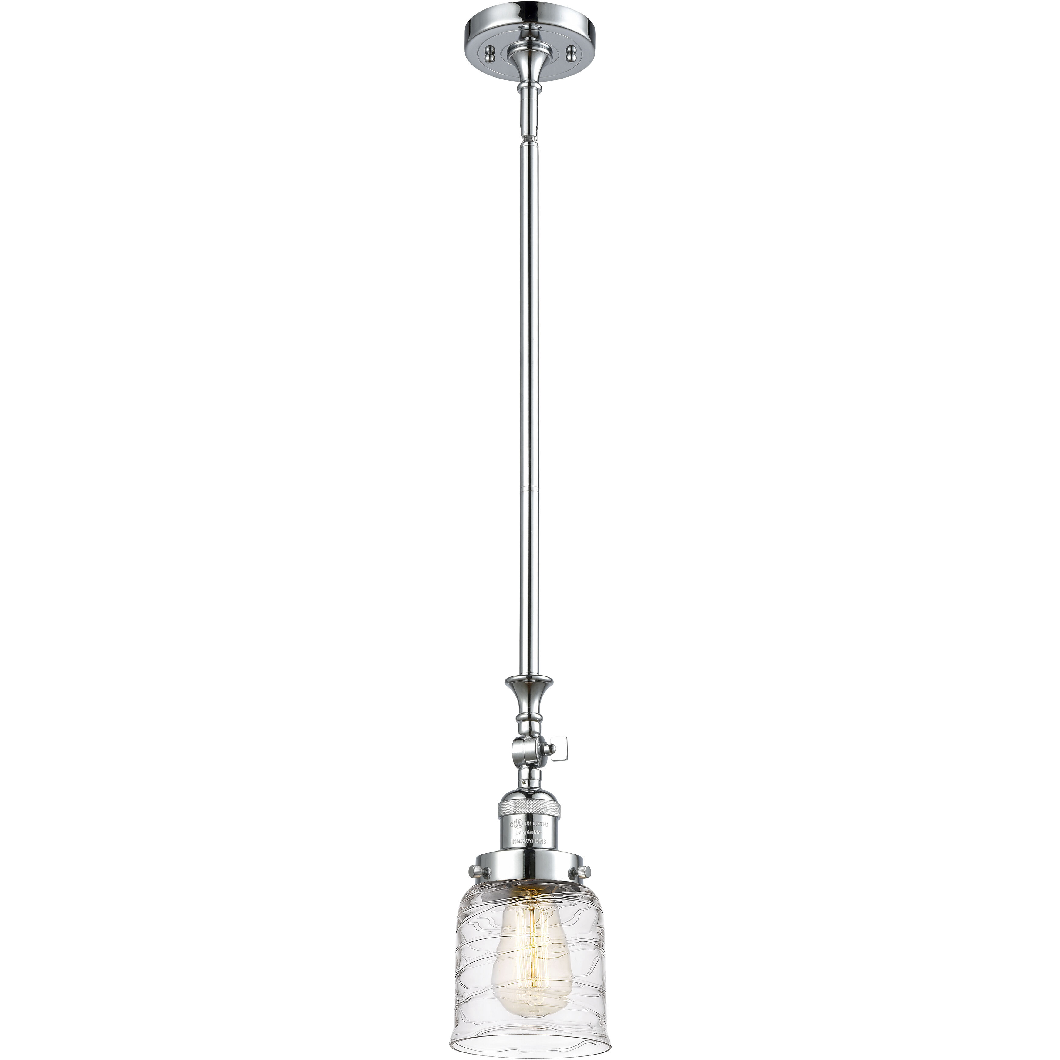 Franklin Restoration Bell 1 Light 5 inch Polished Chrome Mini Pendant Ceiling Light in Incandescent, Deco Swirl