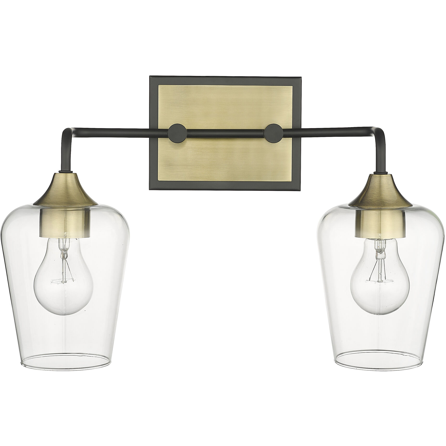 Gladys 2 Light 17 inch Matte Black and Antique Brass Vanity Light Wall Light