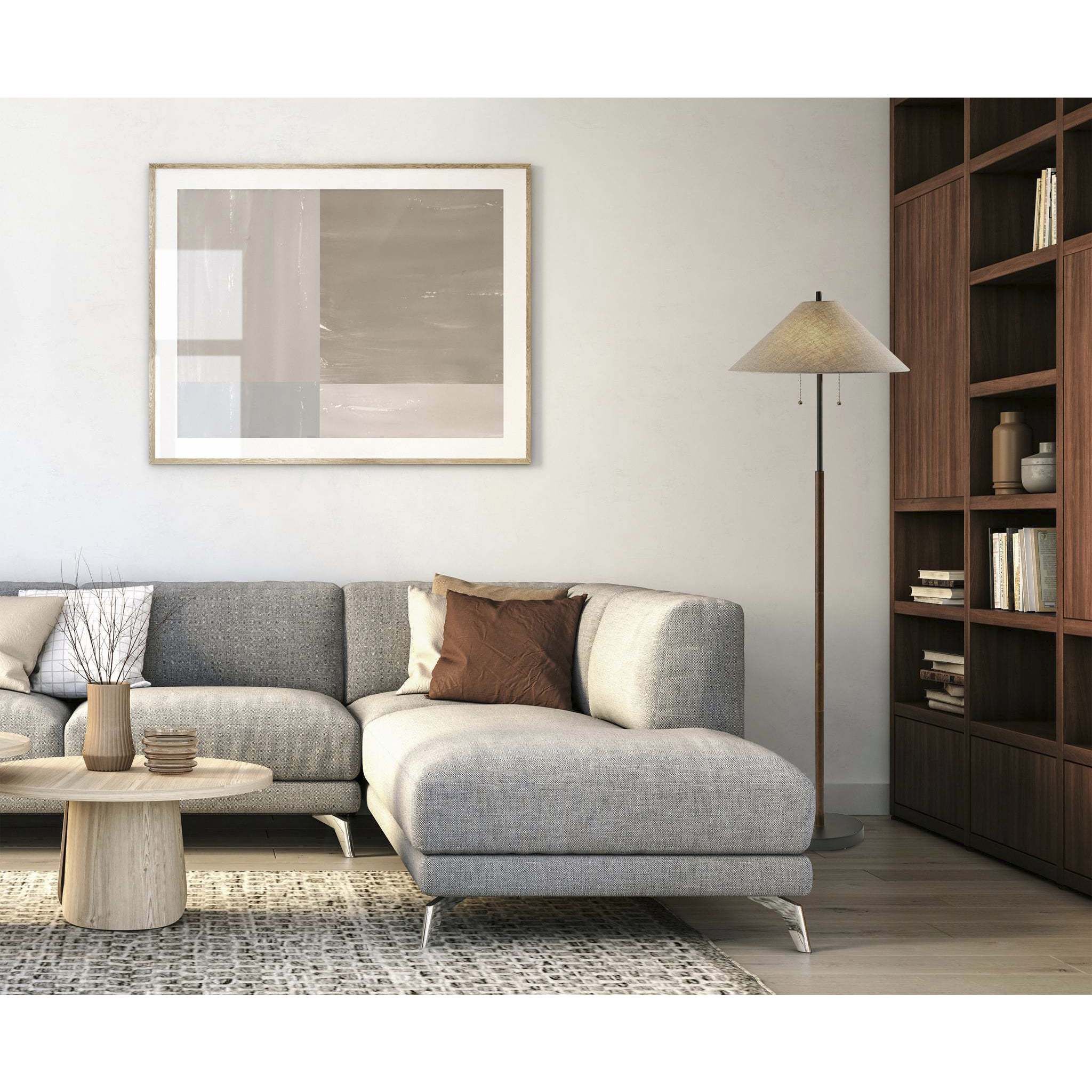 Palmer 62 inch 60.00 watt Black and Walnut Wood Floor Lamp Portable Light 