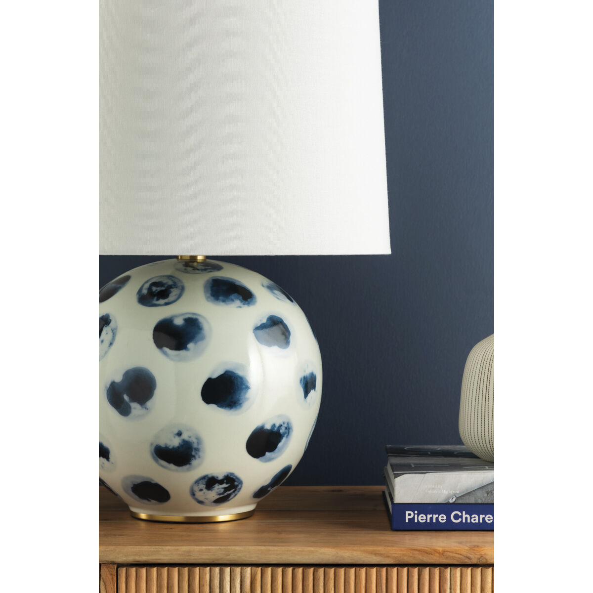 Blue Point 22 inch 75.00 watt White Bisque and Blue Dots Table Lamp Portable Light