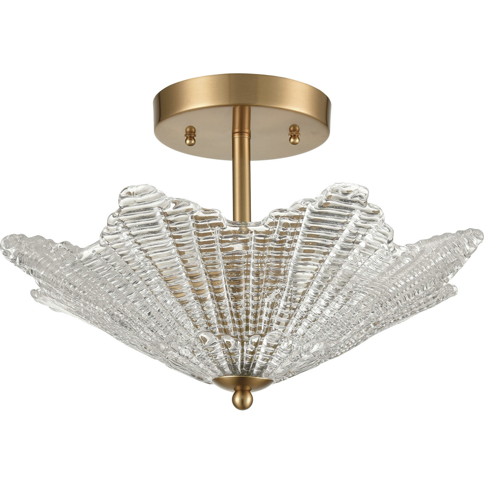 Radiance 3 Light 16 inch Satin Brass Semi Flush Mount Ceiling Light