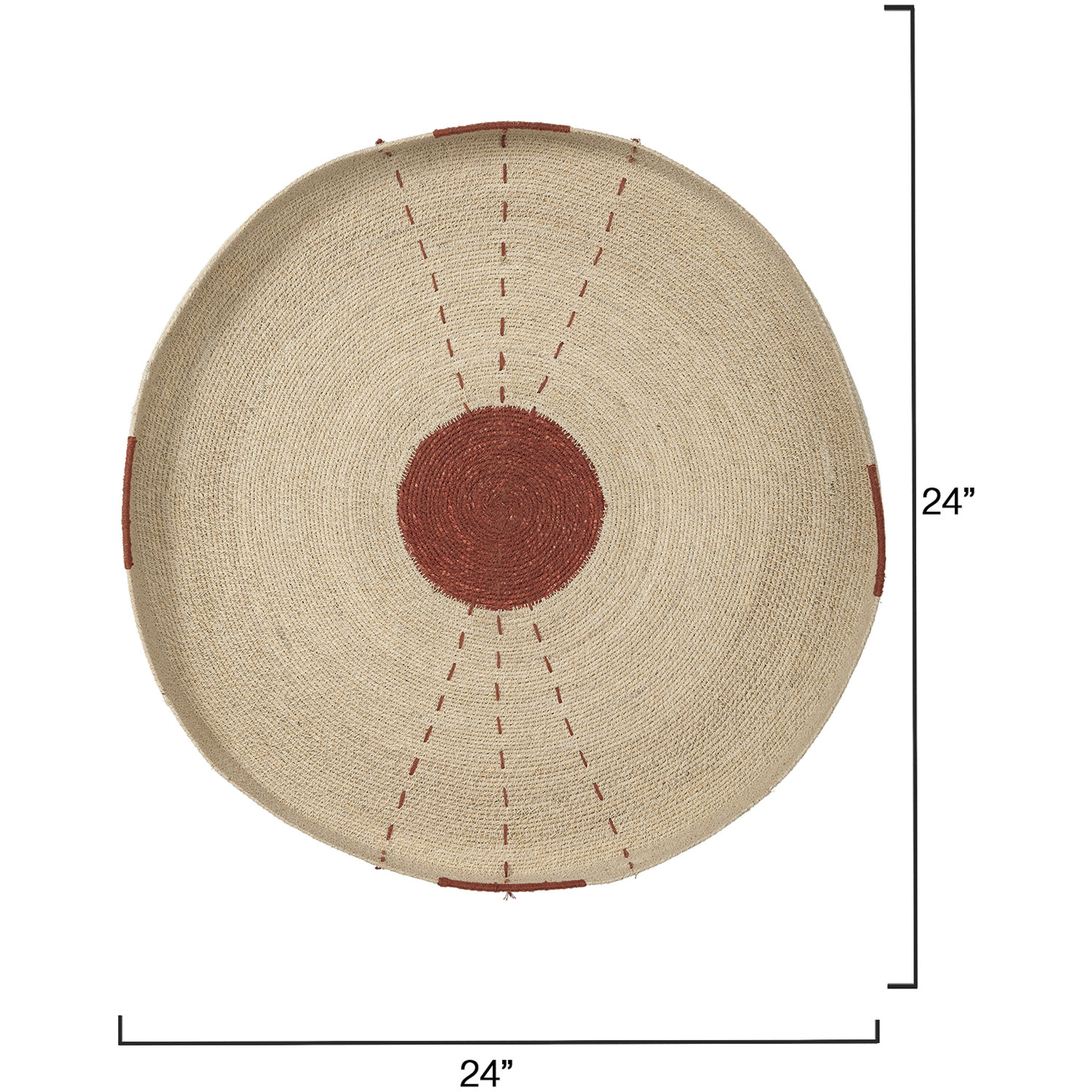 Sundial Natural Seagrass with Rust Red Accent Wall Art