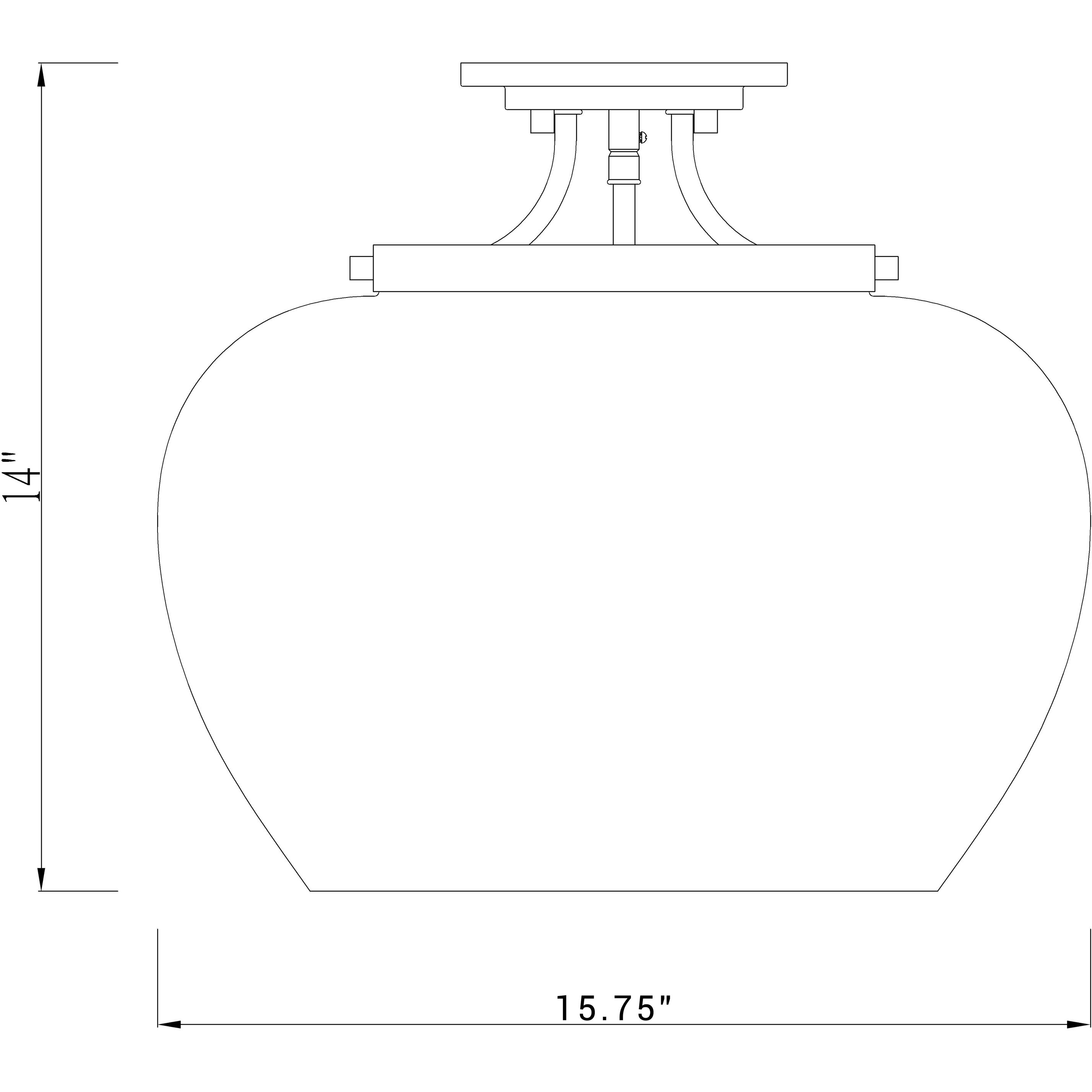 Joliet 3 Light 15.75 inch Brushed Nickel Semi Flush Mount Ceiling Light