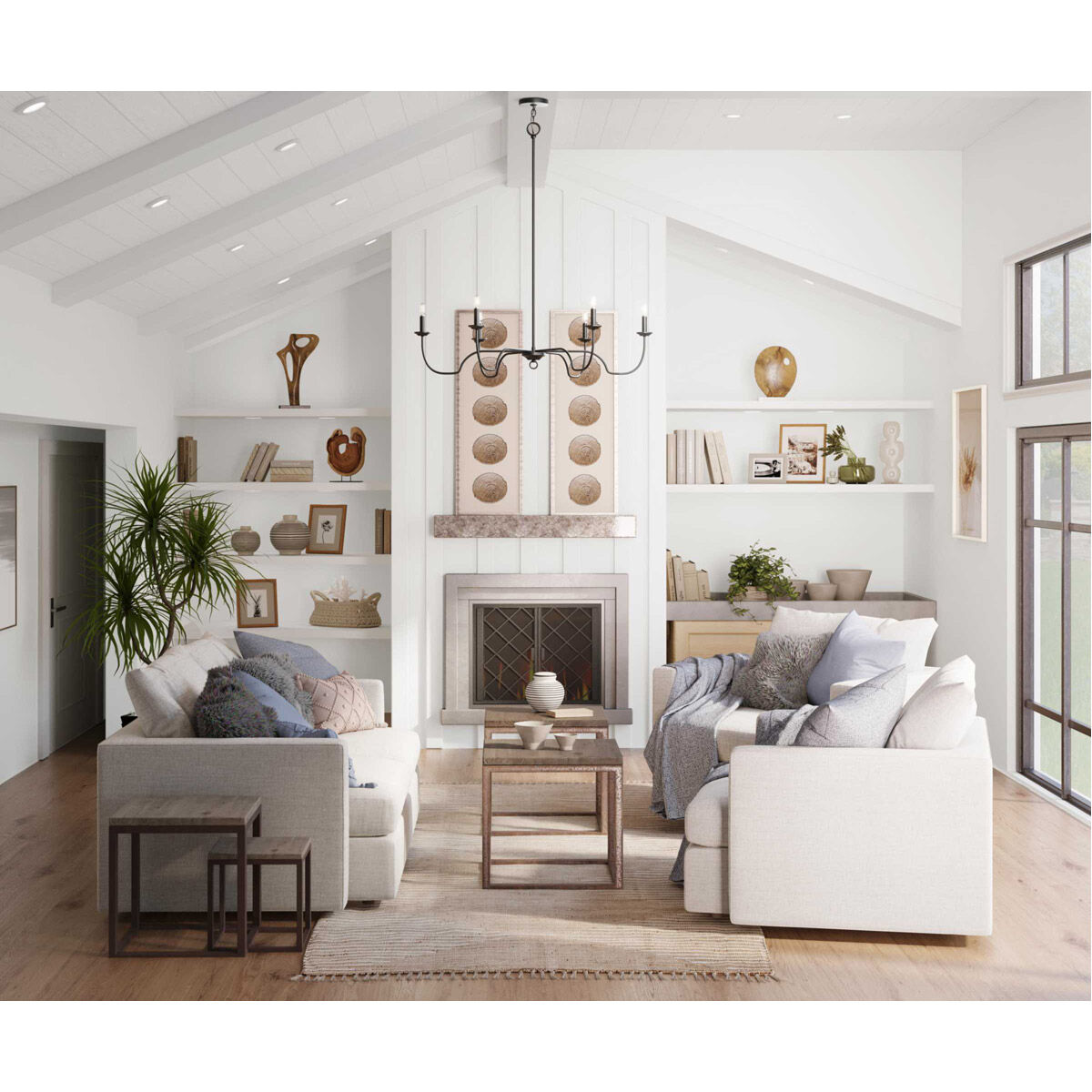 Canebrake 6 Light 40 inch Matte Black Chandelier Ceiling Light