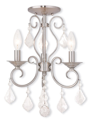 Donatella 3 Light 12 inch Brushed Nickel Convertible Mini Chandelier/Ceiling Mount Ceiling Light