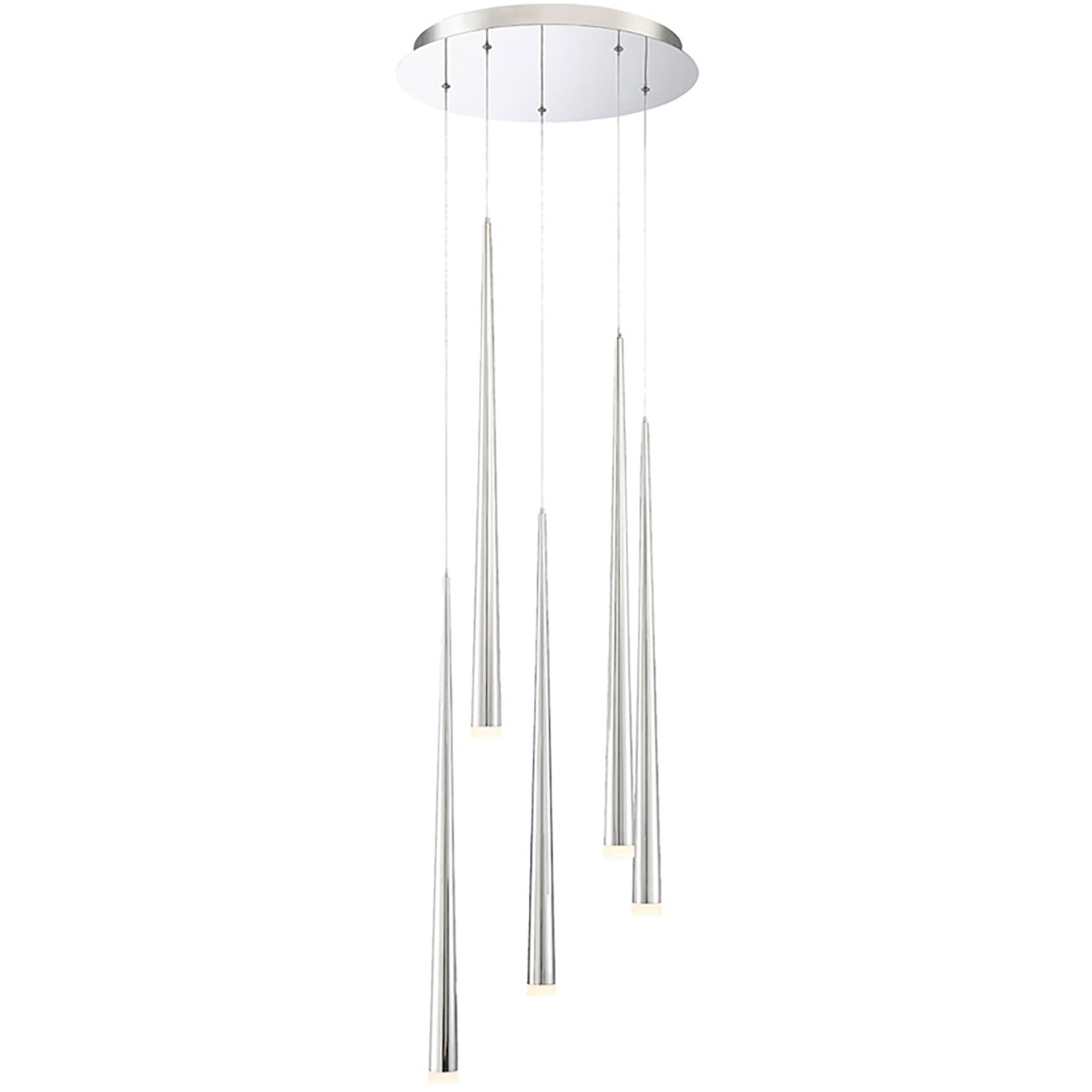 Cascade LED 17 inch Polished Nickel Multi-Light Pendant Ceiling Light in 5, Round, 28in.