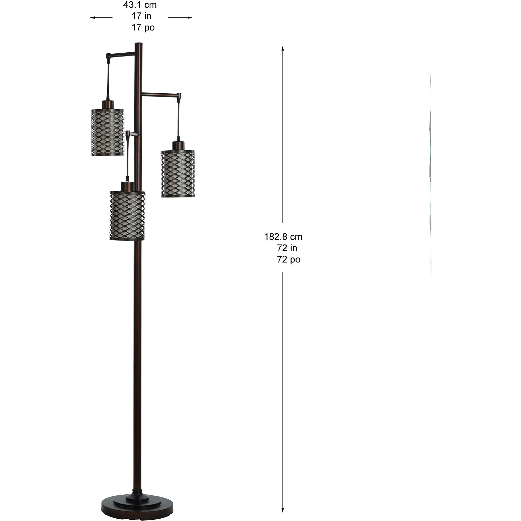 Cameron 72 inch 27 watt Rubbed Bronze Floor Lamp Portable Light