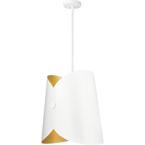 Salone 1 Light 14.25 inch Matte White Pendant Ceiling Light in Matte White Outer, Gold Inner