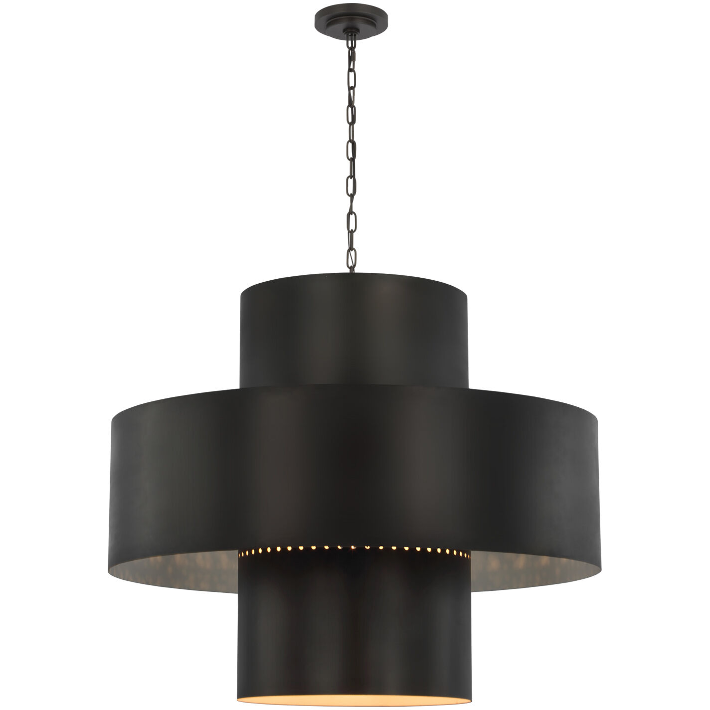 Julie Neill Chalmette LED 37.75 inch Aged Iron Layered Pendant Ceiling Light